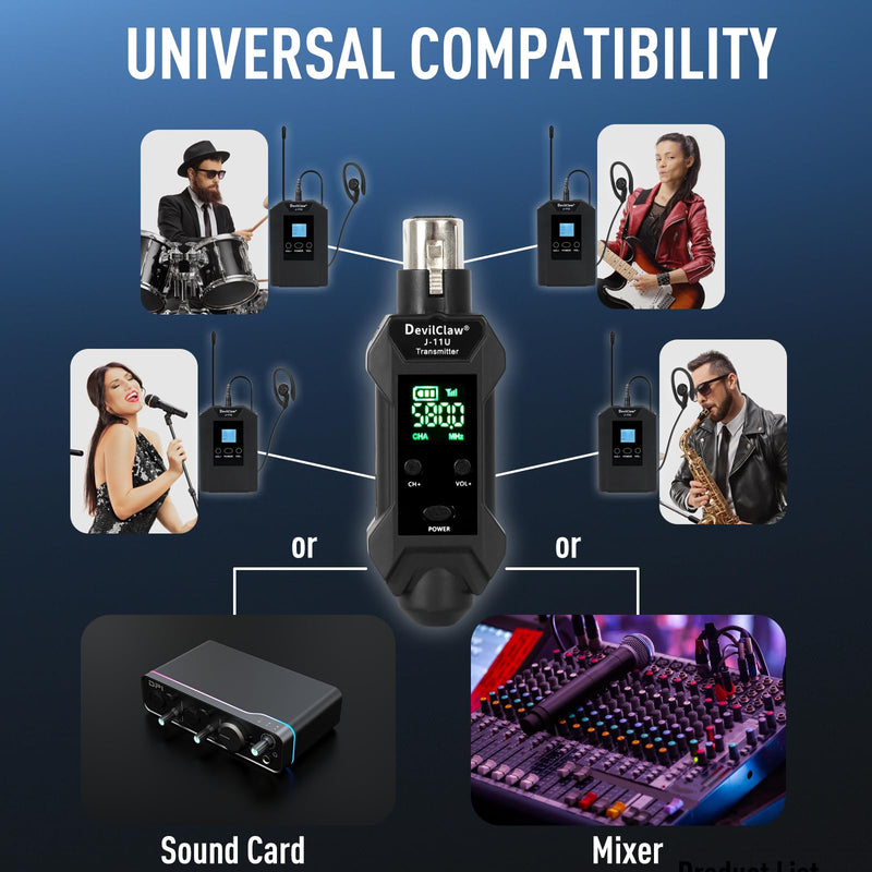 Wireless in Ear Monitor System with Transmitter Clip on Receiver Automatic Pairing in-Ear Monitoring for Studio,Guitar,DJ,Live Performance