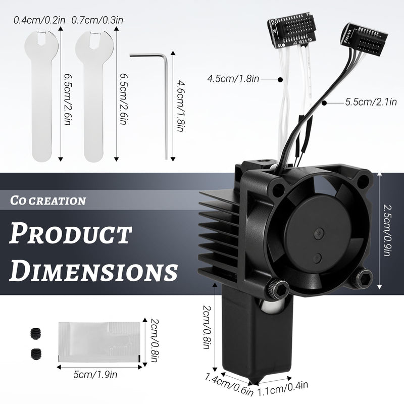 P1S Hotend Complete Kit, Complete Assembly for Bamboo Lab P1 Series 3D Printers, 0.4 mm Hardened-Steel Nozzle, Ceramic Heater, Thermistor, Fan and 3D Printers Extruder Heating Block Replacement 0.4mm