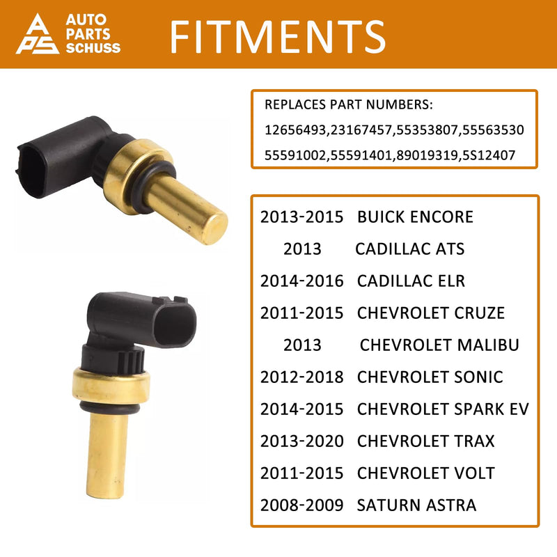 Engine Coolant Temperature Sensor Compatible with Cruze ELR Encore Malibu Trax Volt Sonic Astra ATS 08 09 11 12 13 14 15 16 17 18 19 L4 V6 1.4L 1.6L 1.8L 2.0L 2.4L Replaces 213-4688 55591401 SU13821