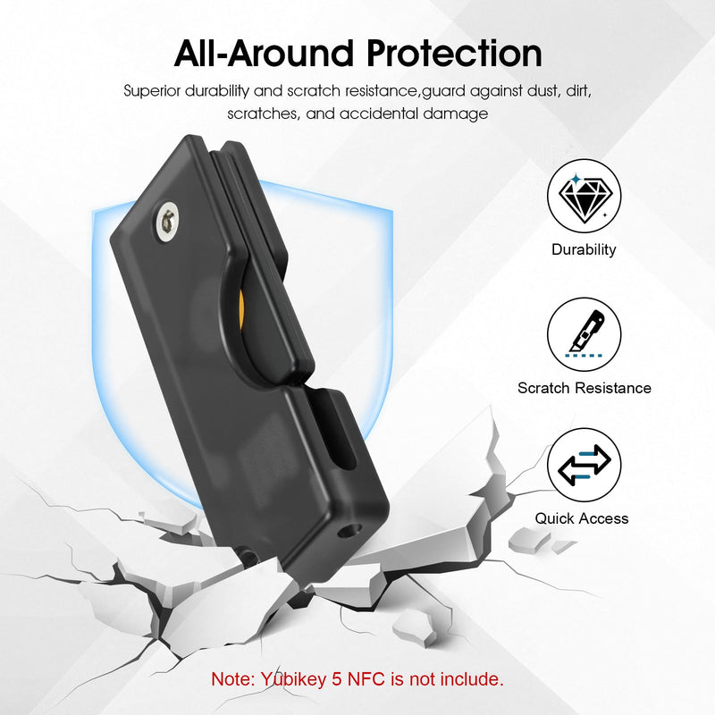 2 Pack PC Flip Holder Keychain Protective Cover Compatible with YubiKey 5 NFC, Hard PC Slide-Open Carrying Case, NFC-Friendly Tap-to-Use Security Key Protector, Lightweight Keychain Cover, Black 2 Pack