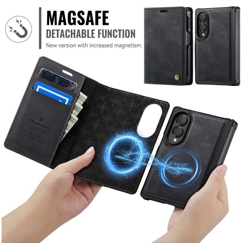 for Samsung Galaxy Z Fold 8 2in1 Detachable Wallet Case, Black | Compatible with Magsafe, Magnetic, RFID Blocking Card Holder, Kickstand, Wireless Charging, Shockproof, PU Leather Flip Cover