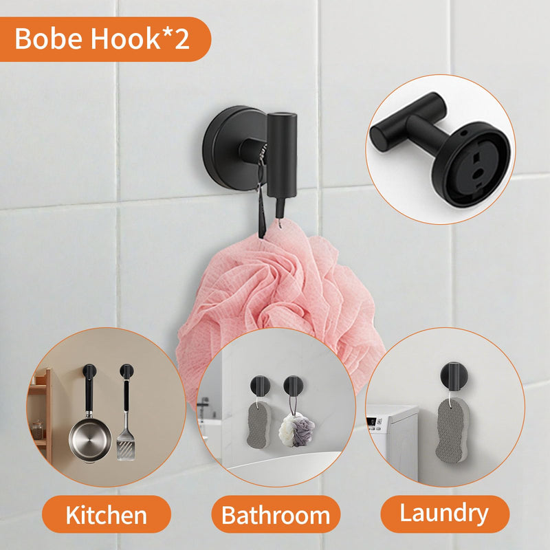 5-Piece Matte Black Bathroom Hardware Set, Towel Racks Set for Bathroom SUS304 Stainless Steel Toilet Paper Holder Wall Mounted, 24 Inch Modern Bathroom Accessories Kit A-24 Matte Black