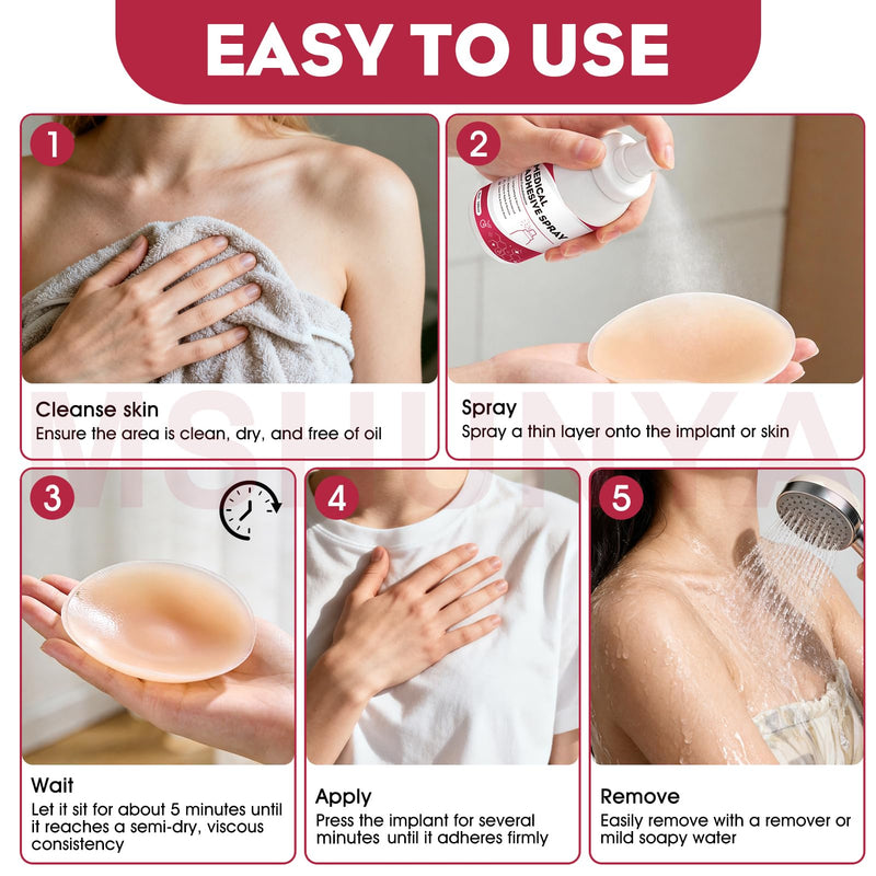 Breast Form Adhesive, Medical Adhesive Spray, Adhesive Spray for Skin, Strong Adhesion, Waterproof and Durable, Suitable for Breast Forms, Transgender People and Cross-Dressers, 3.5 Oz