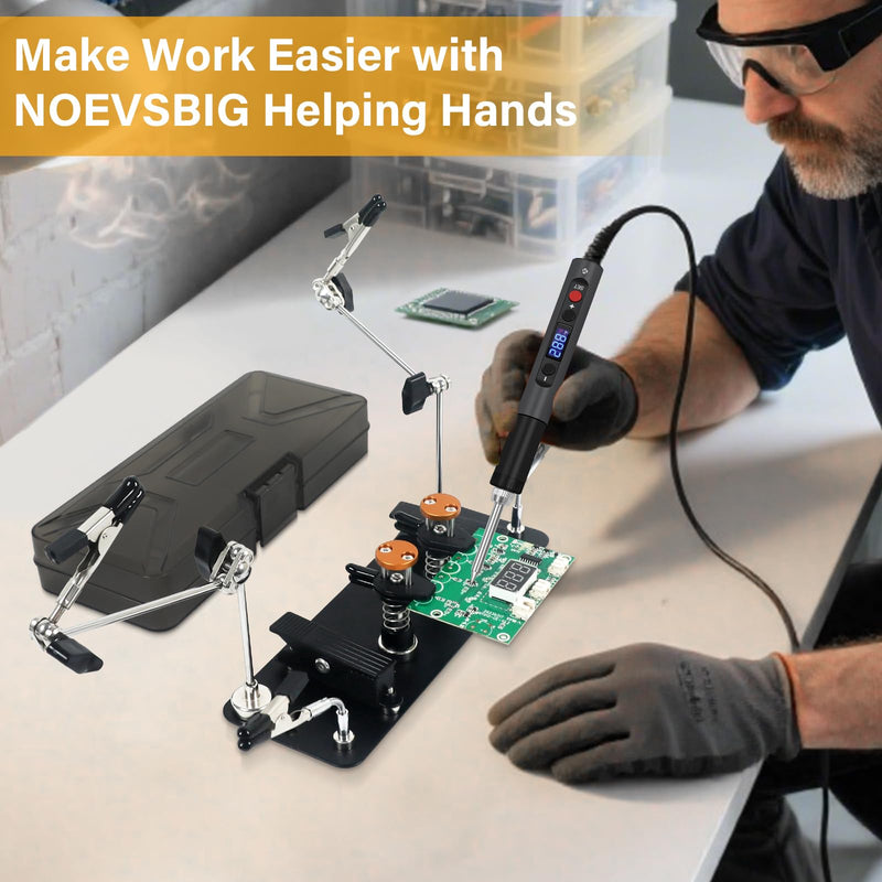 Magnetic Helping Hands Clamp Metal, Adjustable Third Hand Soldering Holder Stand For Small Electronics, Hobby DIY Craft,PCB Repair, Precise Work, Exclusive Dual-Head Ultra-Grip Yellowblack long