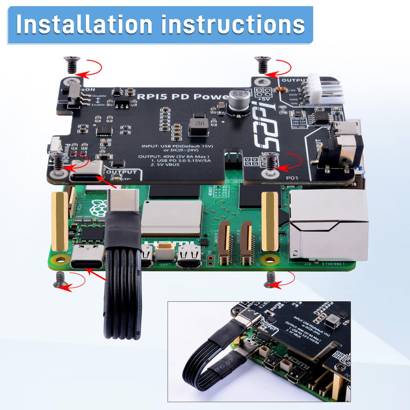 GeeekPi PD Power Expansion Board for Raspberry Pi 5 8GB 4GB, with Always-ON Switch, Automatic Startup and Manual Power Control Function