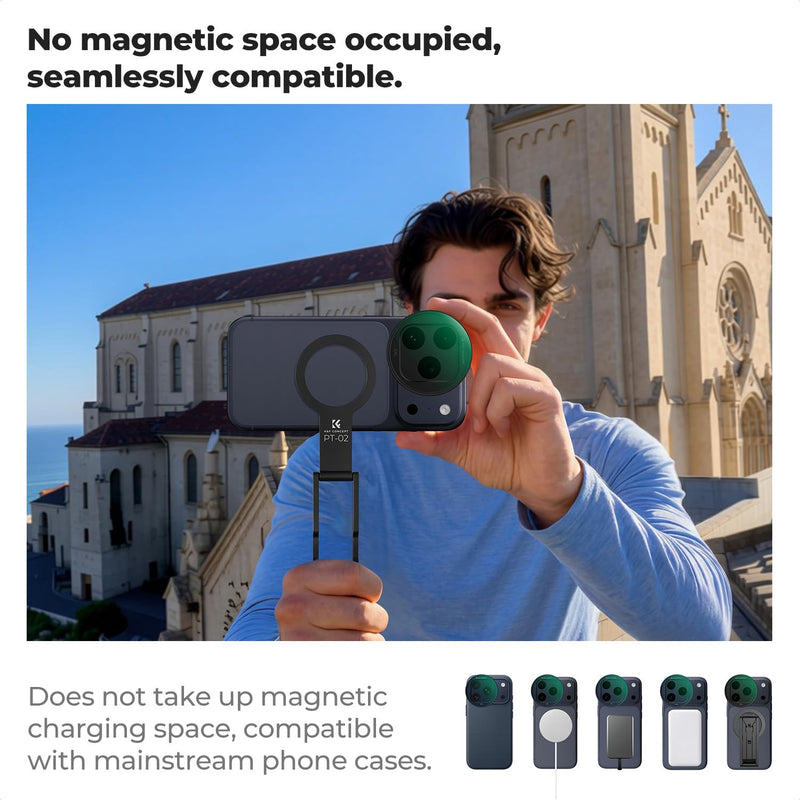 K&F CONCEPT Snap-On CPL Filter Compatible with iPhone 17 Pro Max/17 Pro | 9.5g Ultra-Lightweight Polarizing Filter with Snap-on Deco Mount, AGC Glass 28-Layer Coating Anti-Reflection, FA301 Black