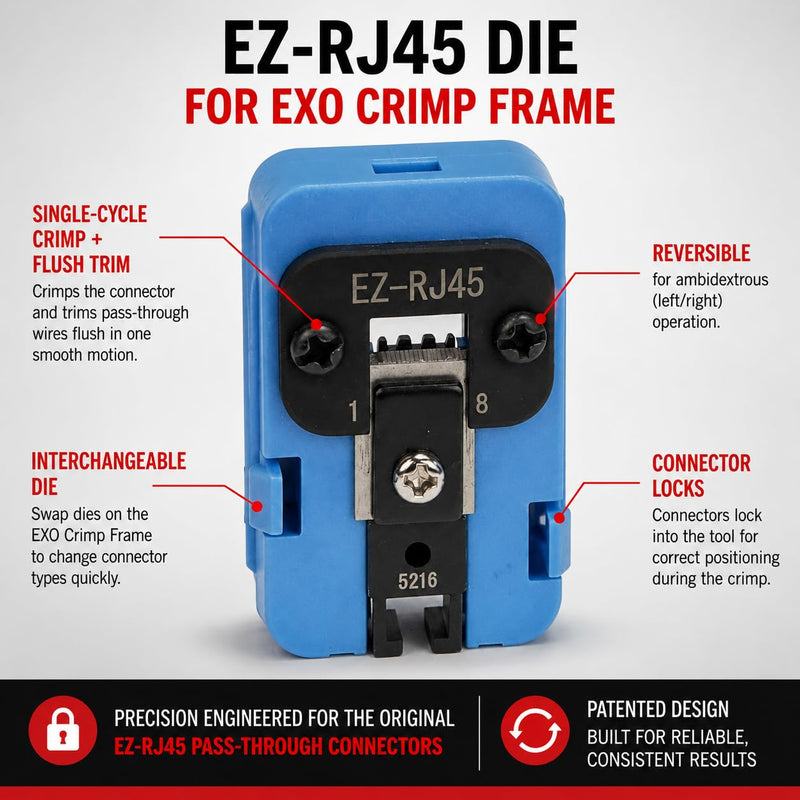 Platinum Tools 100072C EZ-RJ45 Die For Exo Crimp Frame, Cat6 Rated, Shielded, Network Cable Crimper for RJ45 and Modular Connectors