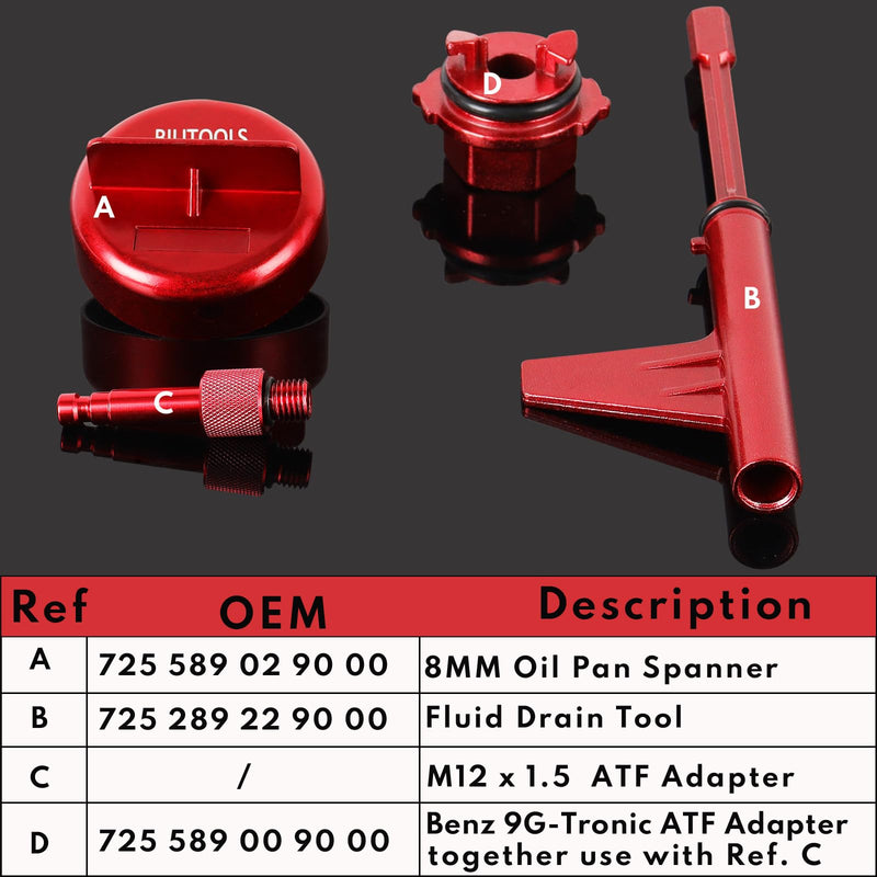 BILITOOLS Transmission Fill Adapter Aluminium, Compatible with Mercedes Benz 725.0 9G-Tronic 9-Speed Transmission Fluid ATF Oil Filling Oil Change Tool