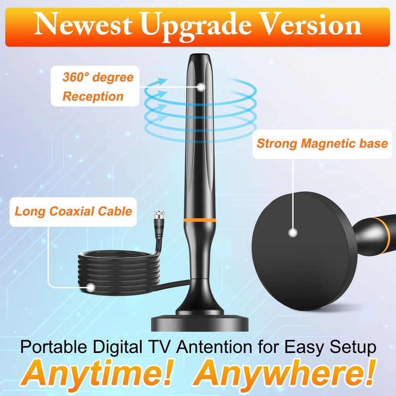  [AUSTRALIA] - Digital TV Antenna for Smart Tv Indoor Antenna for Tv Without Cable with 360° Reception Strong Magnetic Base, tv Antenna for Local Channels, Supports 1080P and 4K -10ft Long Cables（Orange-17401） Orange-17401