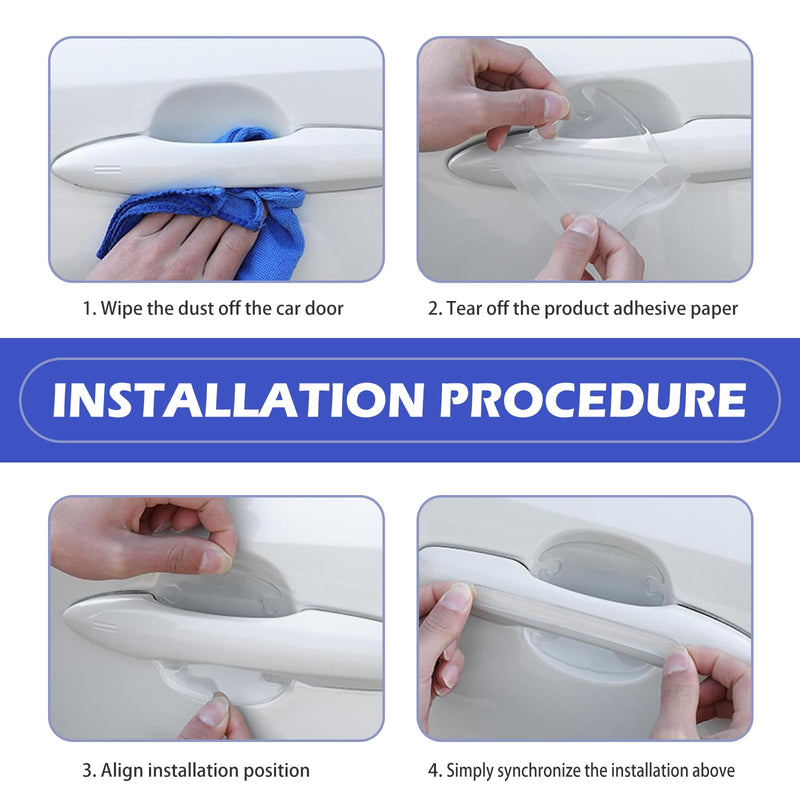 8PCS Car Door Handle Protector, Transparent Bumper Trim Guard Sticker, Waterproof Anti-Scratch Door Handle and Rear View Mirror Protection Film, Universal for Most Car