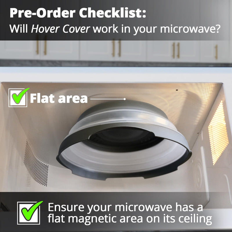 HOVER COVER Magnetic Microwave Splatter Cover with High Power, Strongest Magnetic Grip, Collapsible 12-Inch BPA-Free Food Lid, Vented Plate Guard, Dishwasher Safe, Space-Saving Storage - Black 1