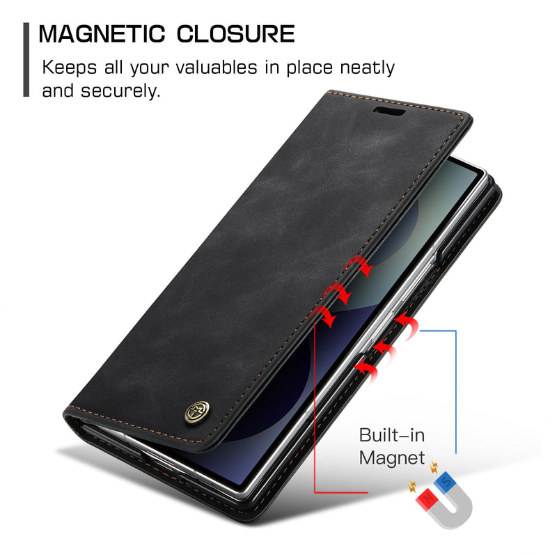for Samsung Galaxy Z Fold 8 Ultra Case, Flip Wallet Leather Case with Card Holder Magnetic Closure Shockproof Kickstand Protective Phone Cases Cover for Galaxy Z Fold 8 Ultra, Black