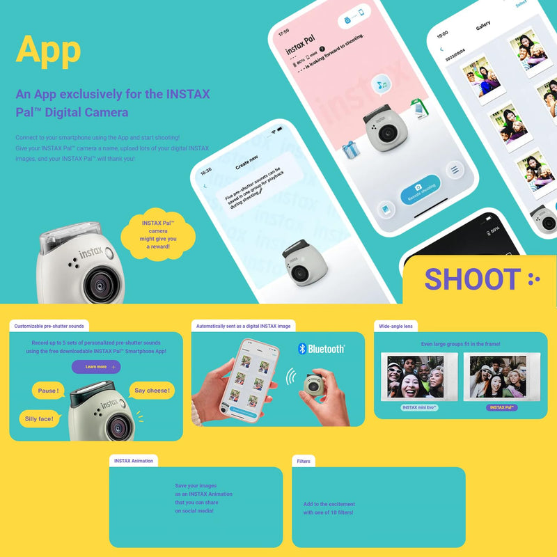 FUJIFILM INSTAX PAL Fuji Digital Camera Lavender Blue + Custom Case & 32gb Memory Card Accessory Bundle