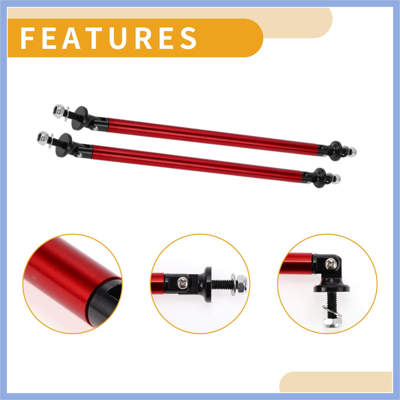 2pcs 200mm/7.87in Car Splitter Support Rods Adjustable Front Rear Bumper Lip Splitter Strut Rod Tie Support Bars Aluminum Alloy Red Stable