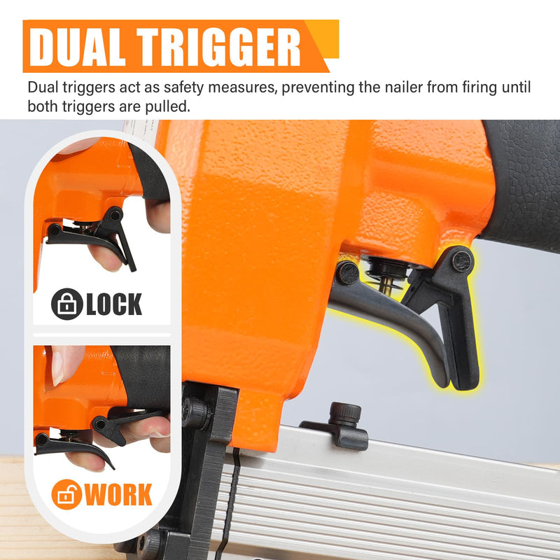 P630 23 Gauge Pneumatic Pin Nailer with 10,000PCS 1/2" Pin Nails | 1/2" to 1-3/16"(12-30mm) Leg Length, Micro Pinner with Safety, Air Headless Pin Nail Gun for Furniture, Cabinets P630