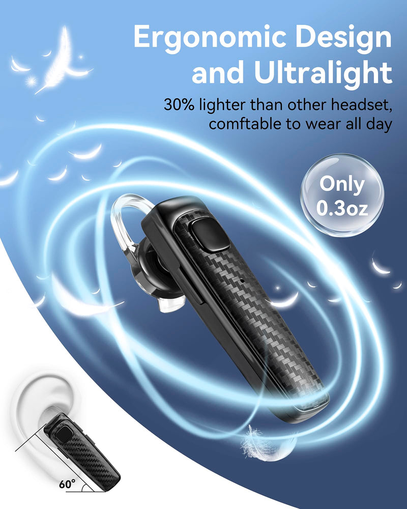 S525 Bluetooth 5.1 Wireless Earpiece, 16Hrs HD Calling, CVC8.0 Noise Cancelling, Hands-Free, Black S525-black