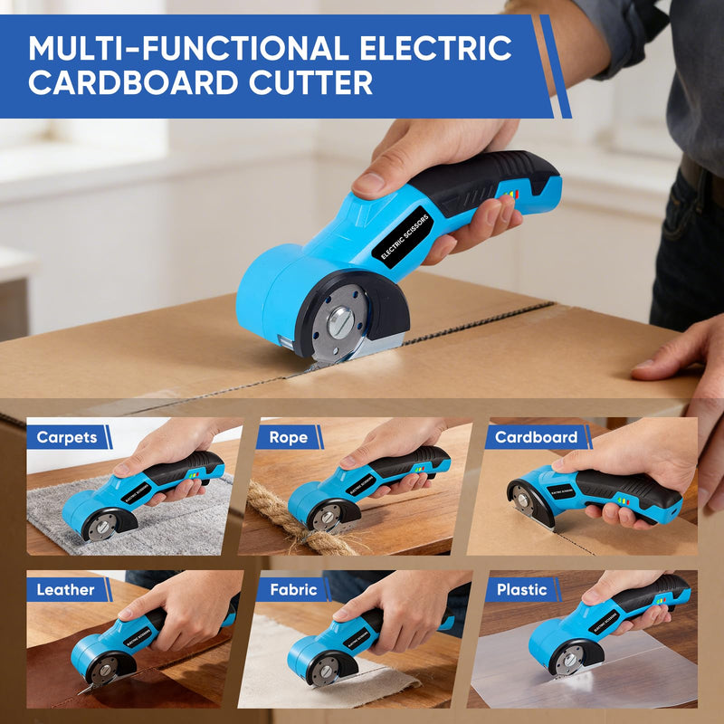 Upgraded Cordless Electric Scissors, Cardboard Cutter Electric 4.2V 360RPM 2000mAh, Rechargeable Electric Scissors for Cardboard,For Thin Cardboard Box Carpet Leather,Paper,Fabric,Carpet,Plastic