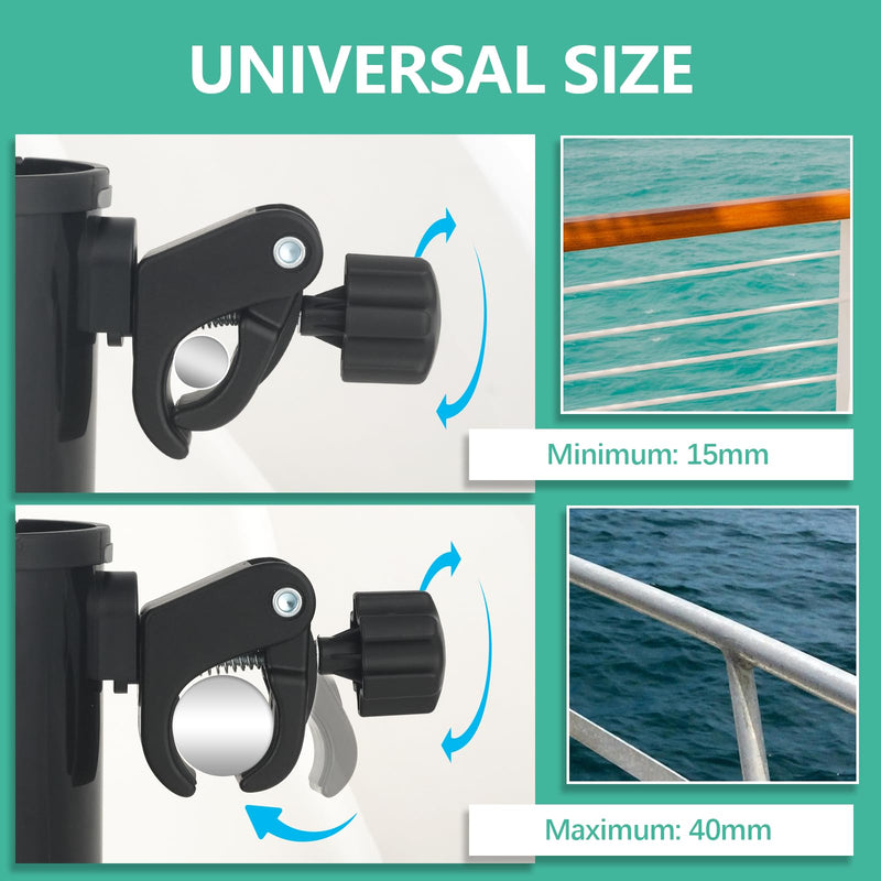 Marine Boat Rail Cup Holder for Bimini Top, No-Drill Boat Rail Cup Holder, Grip Rail Grab Bar for PWC, Personal Watercraft – Ideal Boat Gifts & Boating Gifts for Water Lovers