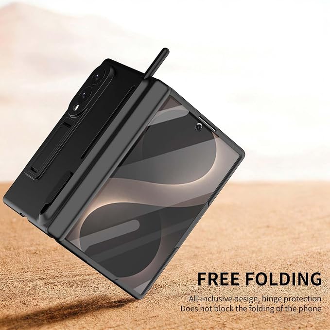 Galaxy Z Fold 8 Wide Case with S Pen Holder & Stylus, Full Body Hinge Case | Galaxy Z Fold 8 & Fold 8 Wide Case with HD Screen Protector, Shockproof Protection Cover, Phone Case mit Hinge & S Pen Stylus Black