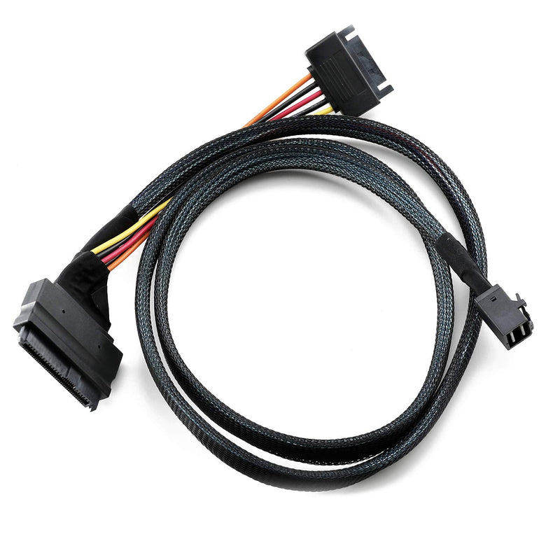 CABLEDECONN Internal 12G Mini SAS HD to U.2 / SFF-8643 to SFF-8639 Cable 0.5m with 15Pin SATA Power for U.2 SSD