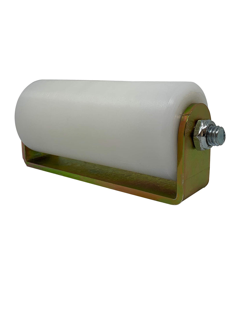 Slide Gate Guide Roller 6” Rear Post Welded Assembly Heavy Duty Anti Tipping Sealed Ball Bearing Sliding Rolling Gates Guider White UHMW Hard Nylon with C Bracket - Eagle EG098