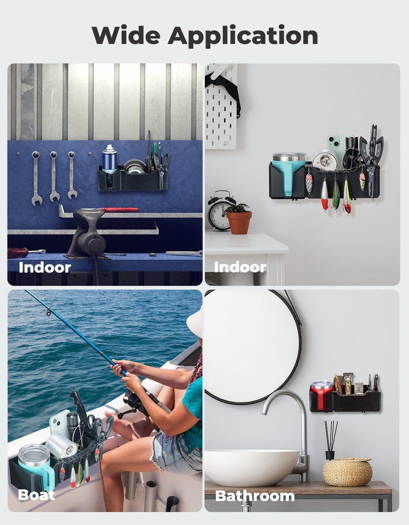 KEMIMOTO Boat Cup Holder, Boat Caddy Organizer Marine Cup Holders for Boats Universal Boat Storage Organizer Fit for Bass Boat Kayak Pontoon Jon Boat Accessories