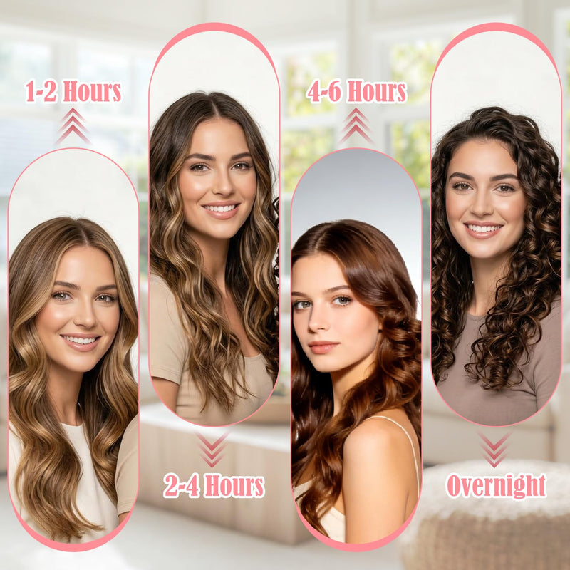  [AUSTRALIA] - Heatless Curling Rods 3PCS, No Heat Hair Rollers with Satin Bonnet, Overnight Flexi Bars for All Hair Types(Pink) Pink