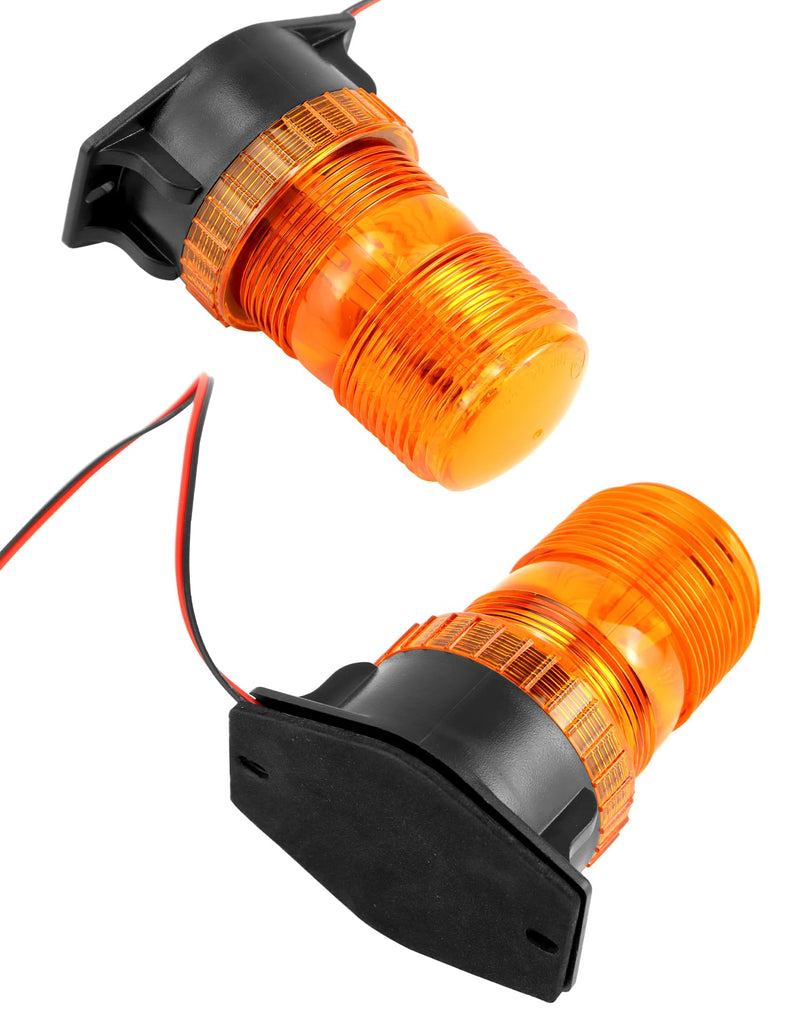 QWORK Amber Led Strobe Lights, Warning Emergency Flashing Beacon Lights for Trucks, Cars, Bus, Tractor, Mower, ATV, Golf Carts, UTV, 2 Pack