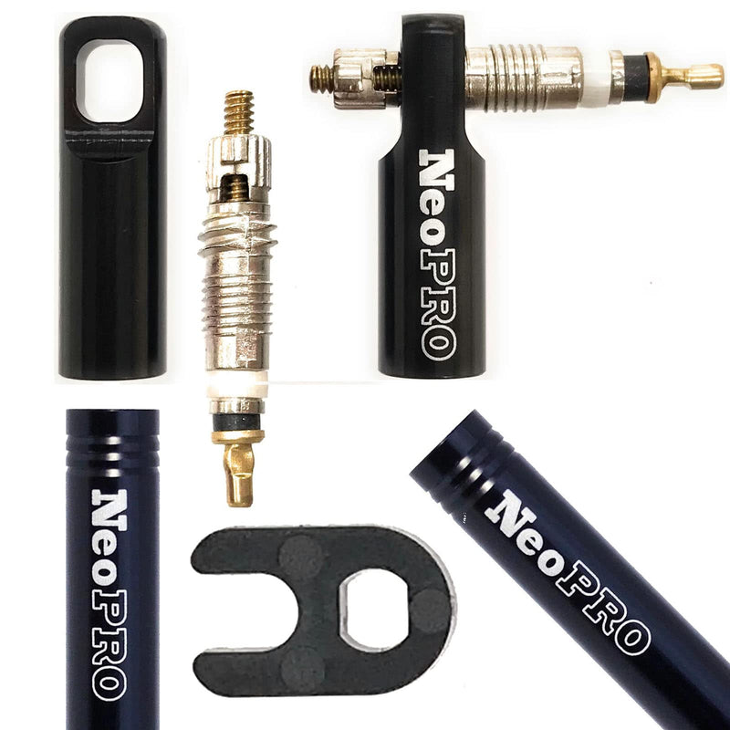 NeoPRO Presta Valve Extension Extender with CNC Cap and Core Kit (Pack of 2) Available Lengths 20,30,40,60 mm - 5 Colors (Black, 20mm) Black