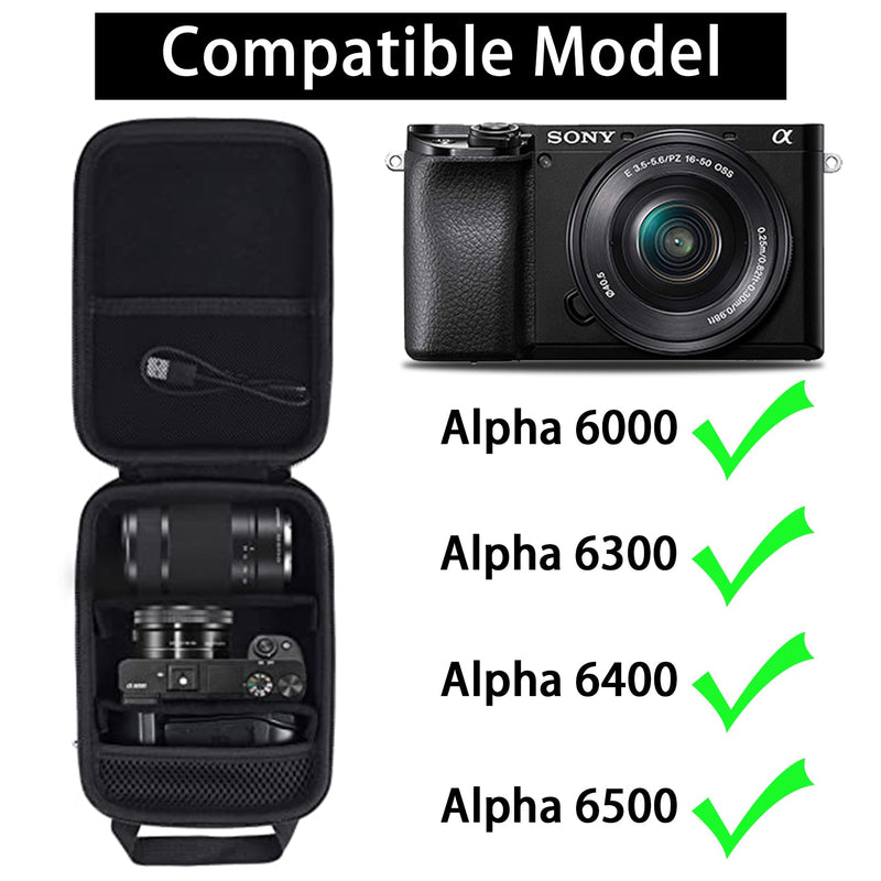 Aenllosi Hard Case for Sony Alpha a6000/a6300/a6400/a6500/a6600 Camera | Black, EVA case for a6700 Mirrorless Digital Camera, Water-resistant Impact-resistant design, carry handle, Case only for Sony Alpha a6000/a6400