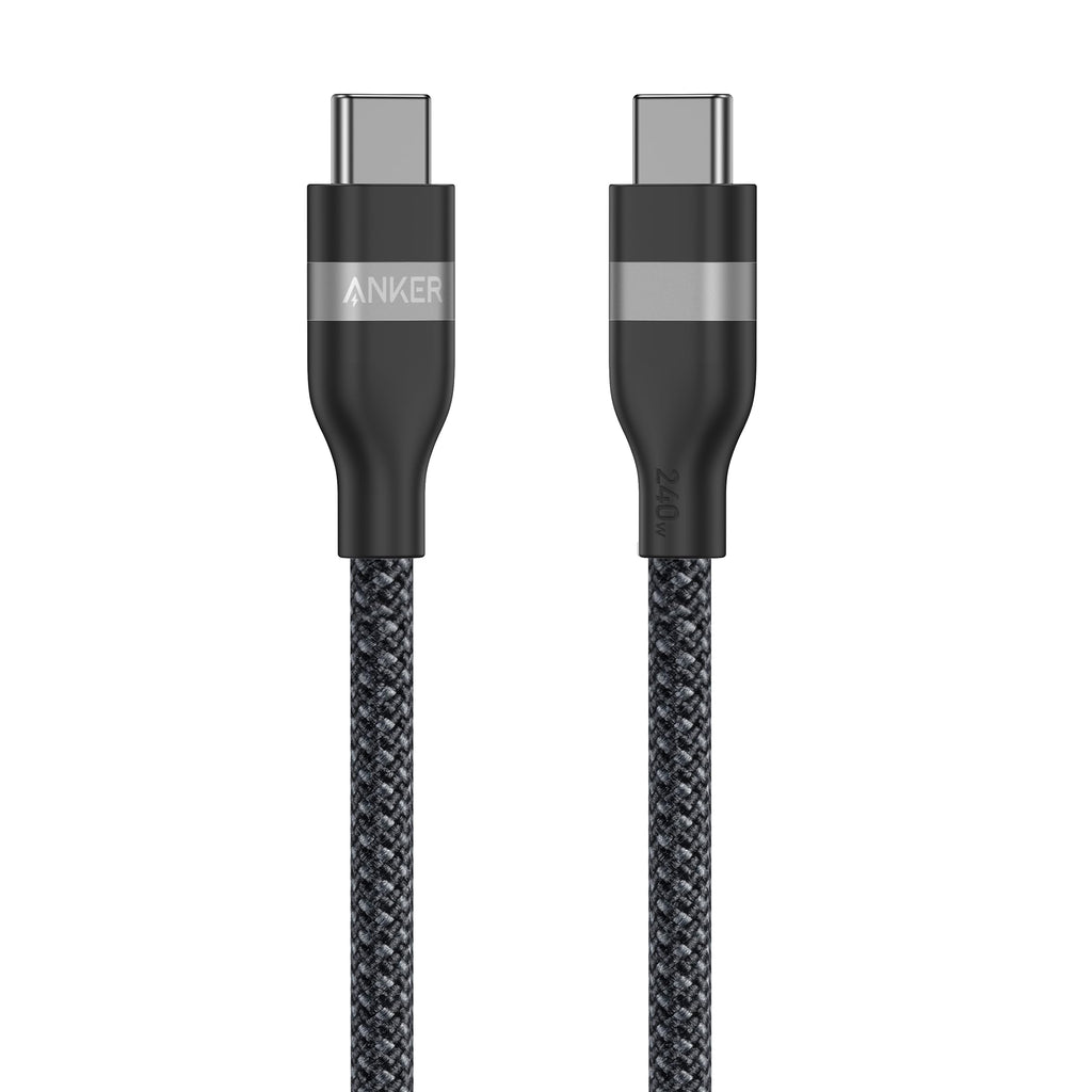 Anker USB C Cable, 240W 3 ft Upcycled-Braided USB C to USB C Cord, Type C Charger Fast Charging Cable for iPhone 15/15 Pro/15 Plus/15 Pro Max, MacBook Pro, iPad Pro, iPad Air 4, Galaxy S23, and More 3ft Black