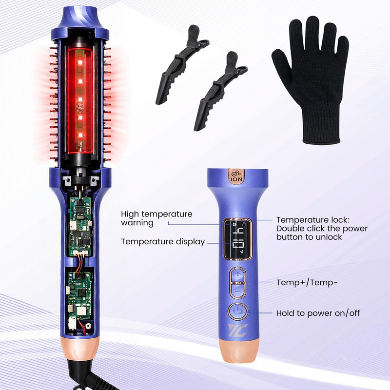 Infrared Thermal Brush,Blowout Look,1.5 Inch Heated Round Brush | Negative Ion,Infrared,Dual Voltage,Ceramic Coating,5 Temperature Settings,Less Damage,Lightweight