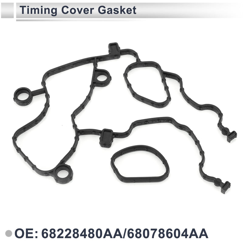 Timing Cover Gasket for Chrysler for Dodge 3.6L V6 Long-lasting Sealing Chain Case Cover Gasket Kit No.68228480AA/68078604AA Rubber 1 Set