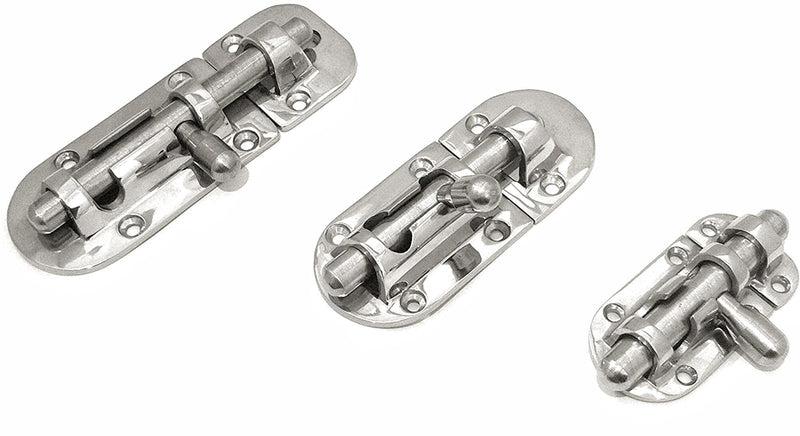 1/2Pack Stainless Steel 316 Door Window Lock Latch ，Marine Barrel Bolt Clasp Sliding Hasp Locks Push Pull Toggle Buckle W/Rubber gaskets (2Pack, Length: 110mm 4.33inch) 2Pack