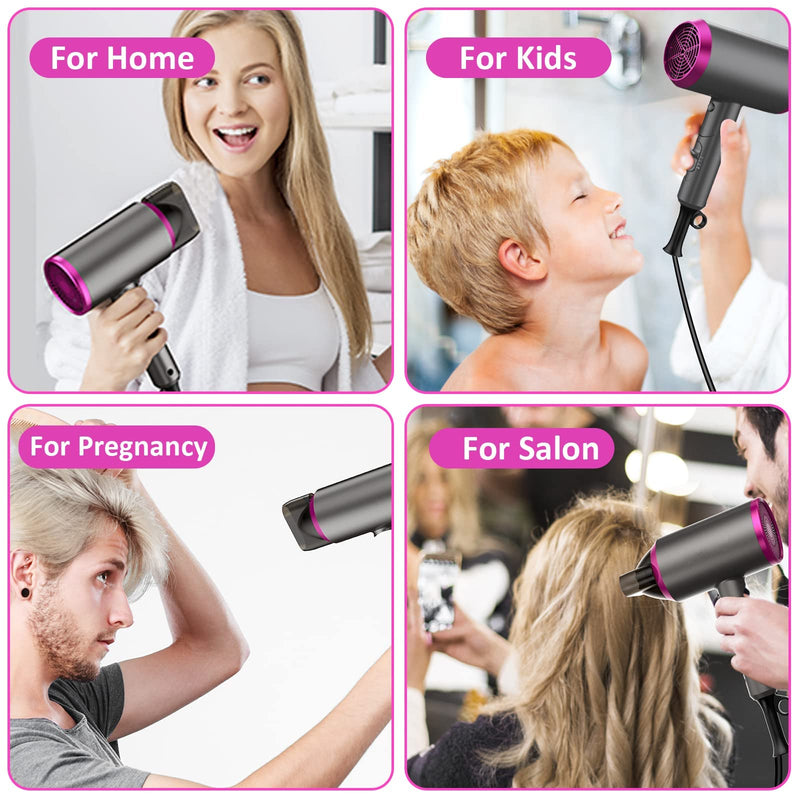  [AUSTRALIA] - Travel Hair Dryer with Diffuser, Professional Hairdryer Low Noise Lightweight Blow Dryer for Curly Hair Concentrator with 2 Speed, Heat and Cool Setting for Women Men Home Salon Gift