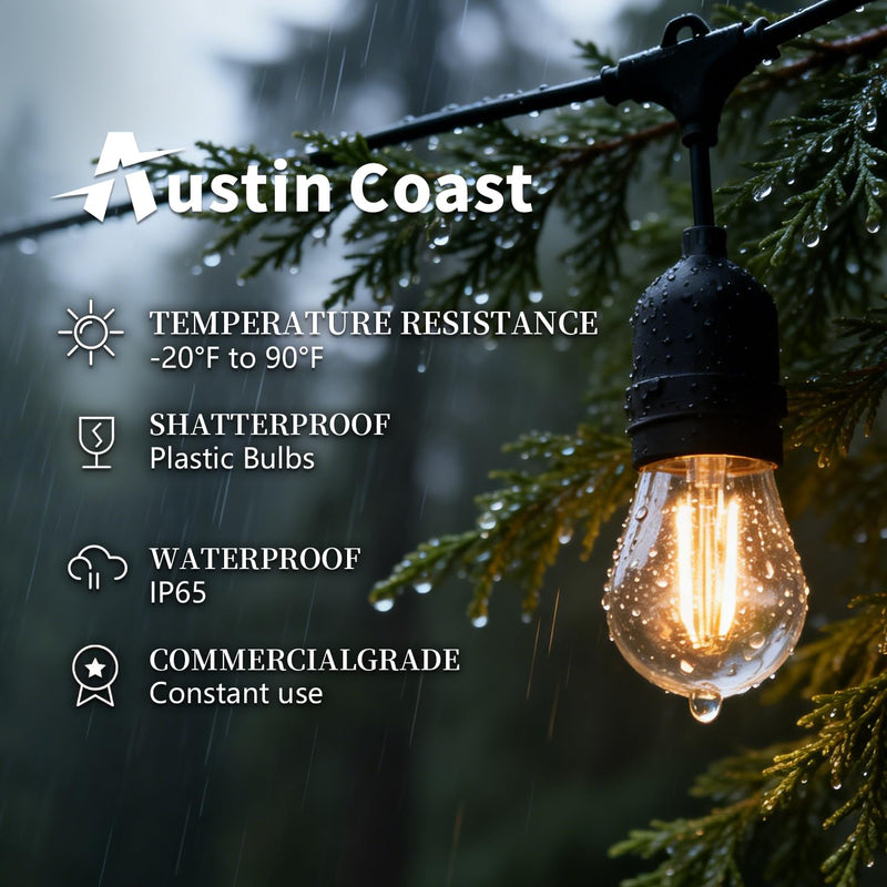 S14 Replacement LED Light Bulbs, Shatterproof & Waterproof 2W S14 LED Bulbs, Outdoor String Lights , E26 Base Patio Edison LED Light Bulbs, Warm White 2200K Plastic 150LM Non-Dimmable 48 Pack 2w 48pack