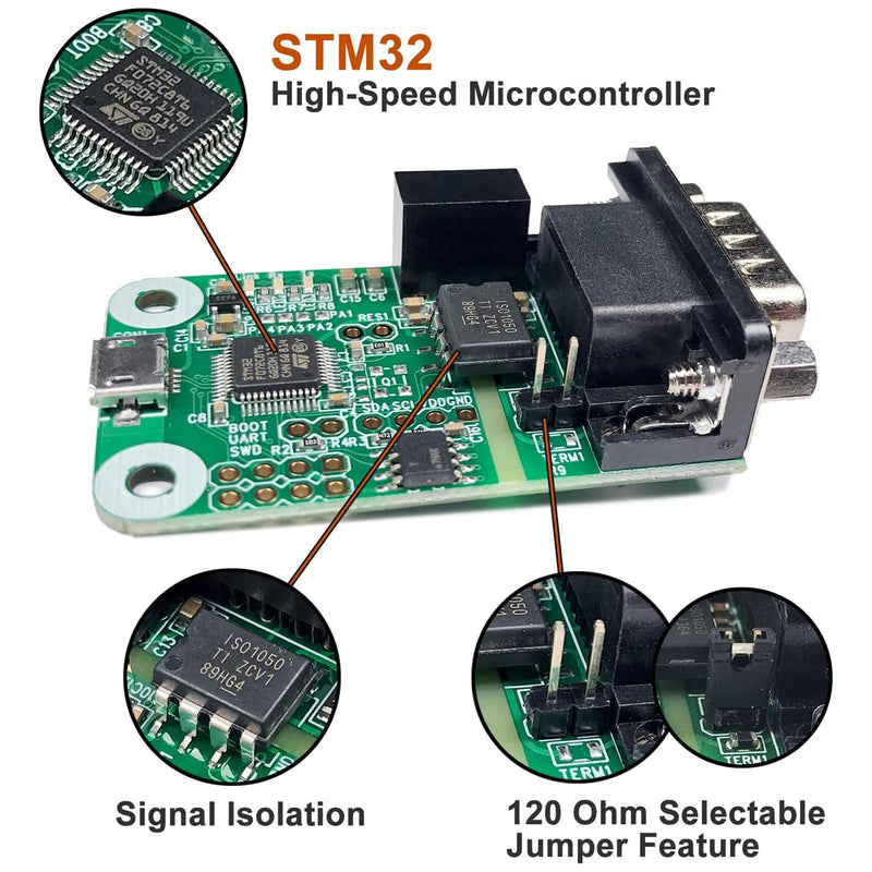 USB CAN Converter Module for Raspberry Pi 5/4/Pi3B+/Pi3/Pi Zero(W)/Jetson Nano/Tinker Board and Any Single Board Computer Support Windows Linux Mac OS Android Venus OS USB2CAN