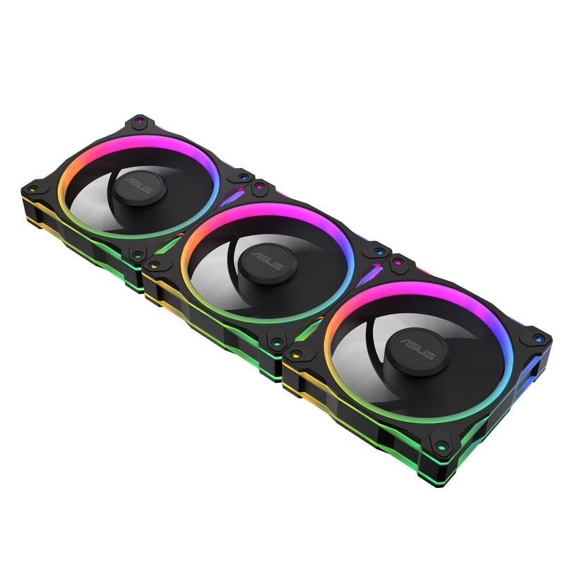 ASUS Prime MR120 ARGB Fan Black Triple Pack, 28mm Extra-Thick Frame, Quiet, high-Performance Cooling with PWM, 20 ARGB LEDs with Dual-Sided Frame Lighting, Aura Sync, 2 Year Warranty 3 Pack MR120 ARGB|Black