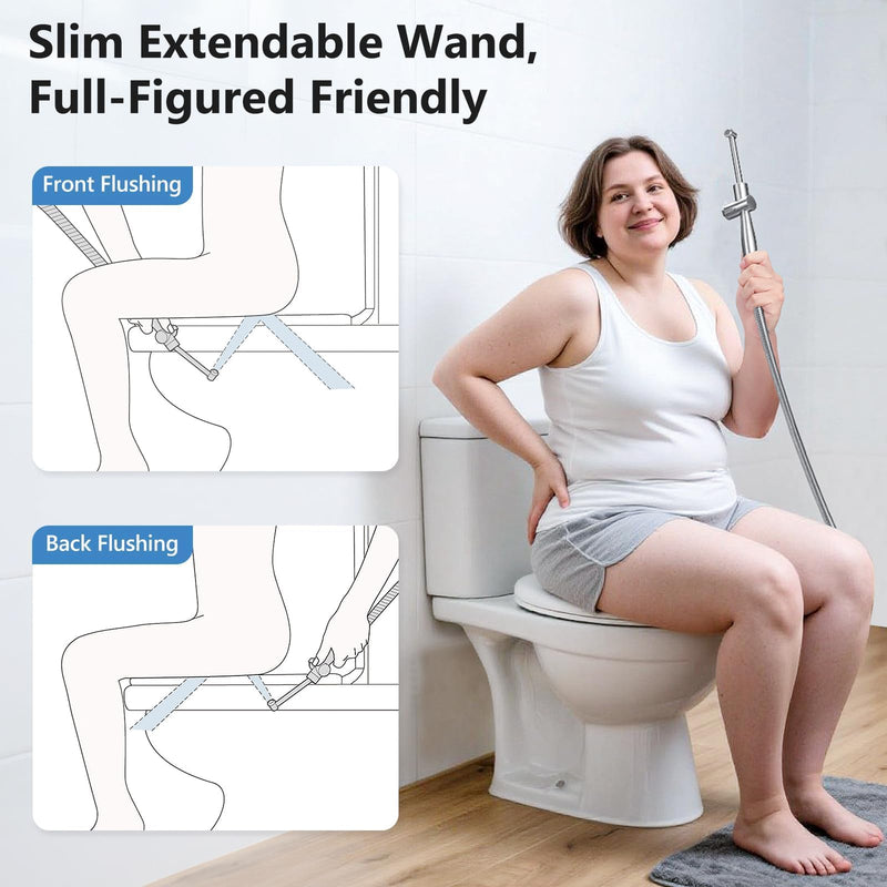 SPACEREST Handheld Bidet Sprayer for Toilet, Leak-Proof Stainless Steel Bidet Attachment for Toilet, Adjustable Spray Angle & Water Pressure, Toilet Sprayer for Personal Care, Postpartum (Silver) sliver