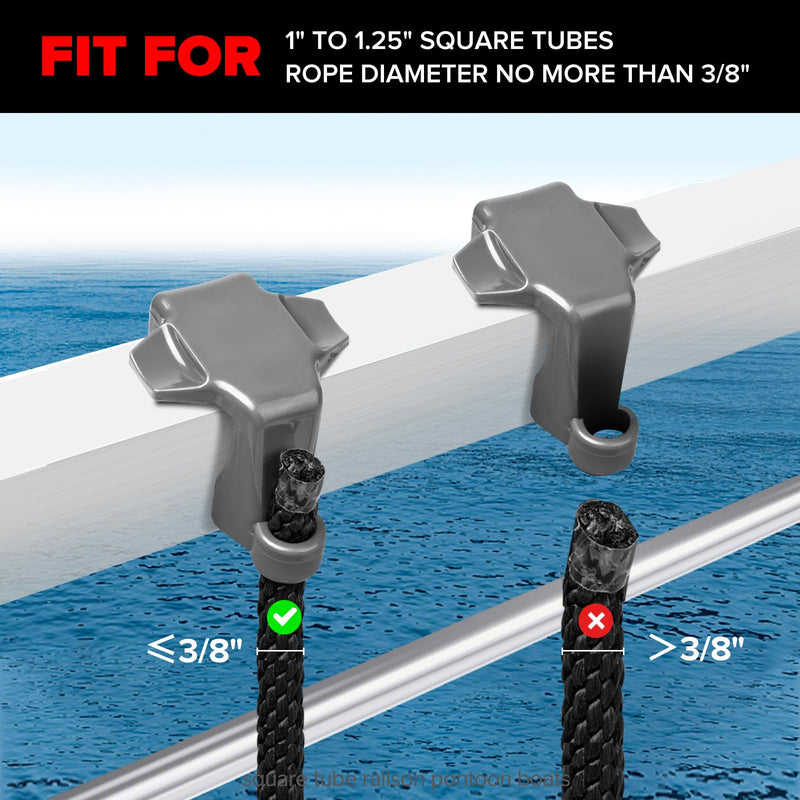 Pontoon Boat Fender Clips Bumper Buoy Hanger/Holders/Cleat Clamp/Adjuster for Square Rails, ABS Plastic, 4 Pack