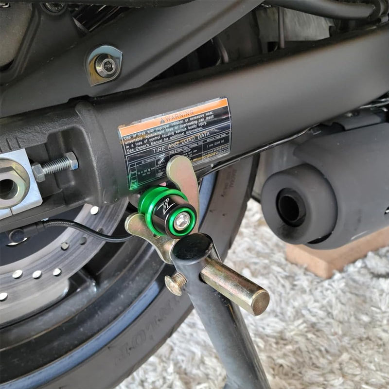 Motorcycle M8 Swing Arm Spools Sliders CNC Swing Arm Stand Screw Swingarm Stand Paddock Compatible for Kawasaki Z900 Z650 Z400 Z500 Z800 Z1000 Z1000SX Z1000R ZX-6R ZX-10R Z 500 900 (Green) Green