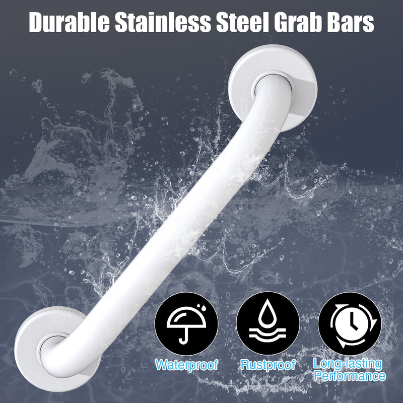 ROTHLEY 12 Inch Grab Bar for Bathtubs and Showers: Stainless Steel Shower Grab Bar Wall Mounted Shower Handle with Concealed Screws for Handicapped Elderly and Seniors (Matte White) Matte White