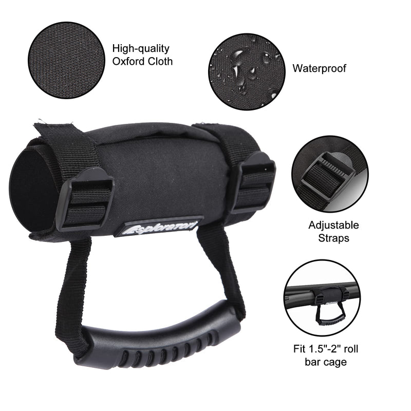 UTV Roll Bar Grab Handle Grips, UTV Grab Handles for 1.5"-2" Roll Bar Compatible with Polaris RZR, Can Am, Gator, Kawasaki, Wildcat, Yamaha Rhino and YXZ (2 Pack) 2 Pack(black)