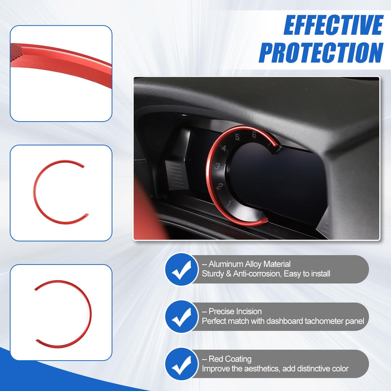 Dashboard Trim Ring Compatible with Toyota Supra GR A90 A91 MK5 2019-2026, Car Interior Tachometer Decoration Ring Cover, Aluminum alloy Instrument Panel Trim Frame Cover (Red) red