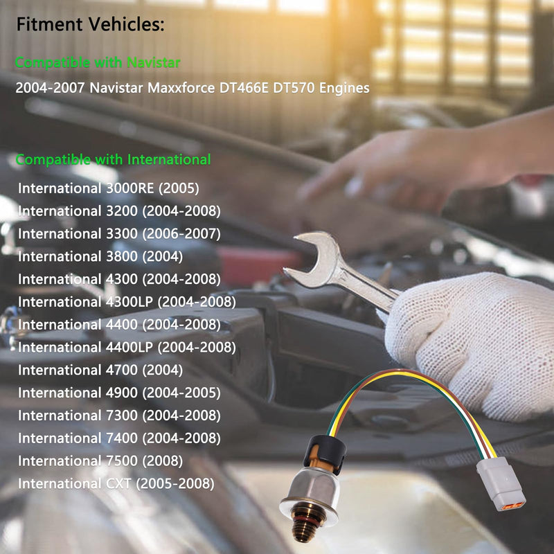 Fuel Injection Pressure Sensor ICP Sensor 1845536C91 3PP6-8 Oil Pressure Sensor Compatible with International Navistar Maxxforce DT466E DT570 1845536 1845536C92