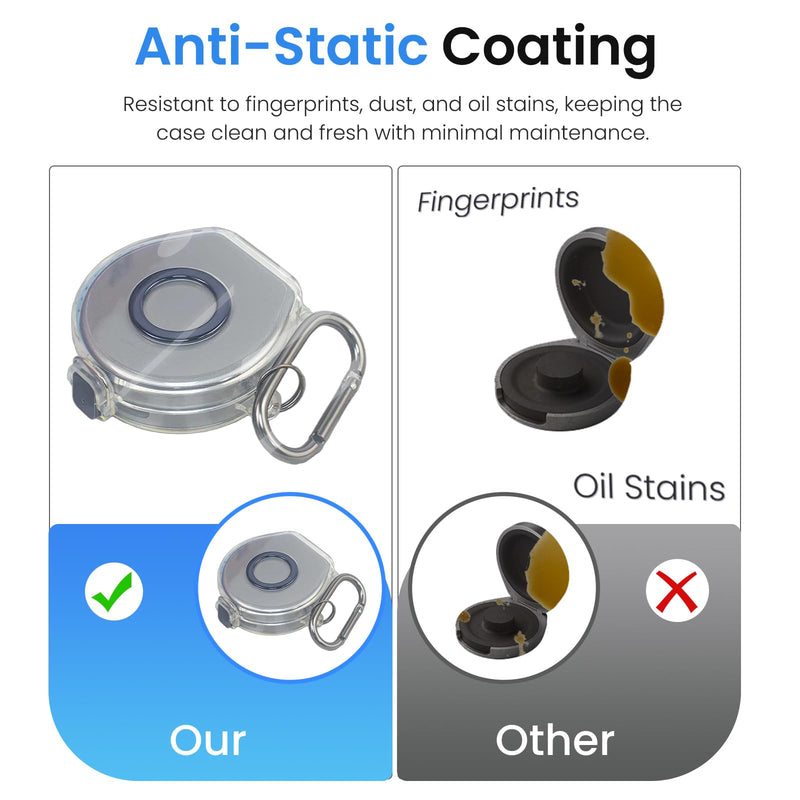 for Oura Ring 5 Charger Case,TPU Protective Cover with Lid,Transparent Anti-Scratch Bumper for Charging Dock,Drop-Proof Portable Travel Sleeve with Carabiner & Lanyard Accessories,Clear Clear