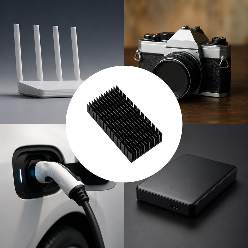 4 Pieces Heatsink Cooler 80 x 40 x 11mm Black Aluminum Heat Sink | Heatsink Kit with Thermal Conductive Adhesive Tape, Thermoelectric Cooler, Radiator Coolers, for 3D Printer Motor