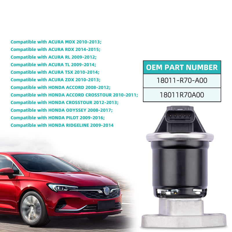 EGV1134 18011-R70-A00 EGR Exhaust Gas Recirculation Valve (V6 3.5L 3.7L) For Honda Accord Pilot Crosstour Odyssey Ridgeline Passport 2008-2020,for Acura MDX RL TL RDX TSX ZDX 2009-2015