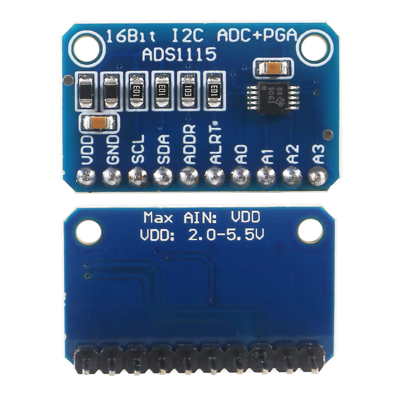 5pcs Pre-Soldered ADS1115 16 Bit 16 Byte 4 Channel I2C IIC Analog-to-Digital ADC PGA Converter with Programmable Gain Amplifier High Precision ADC Converter Development Board for Raspberry Pi