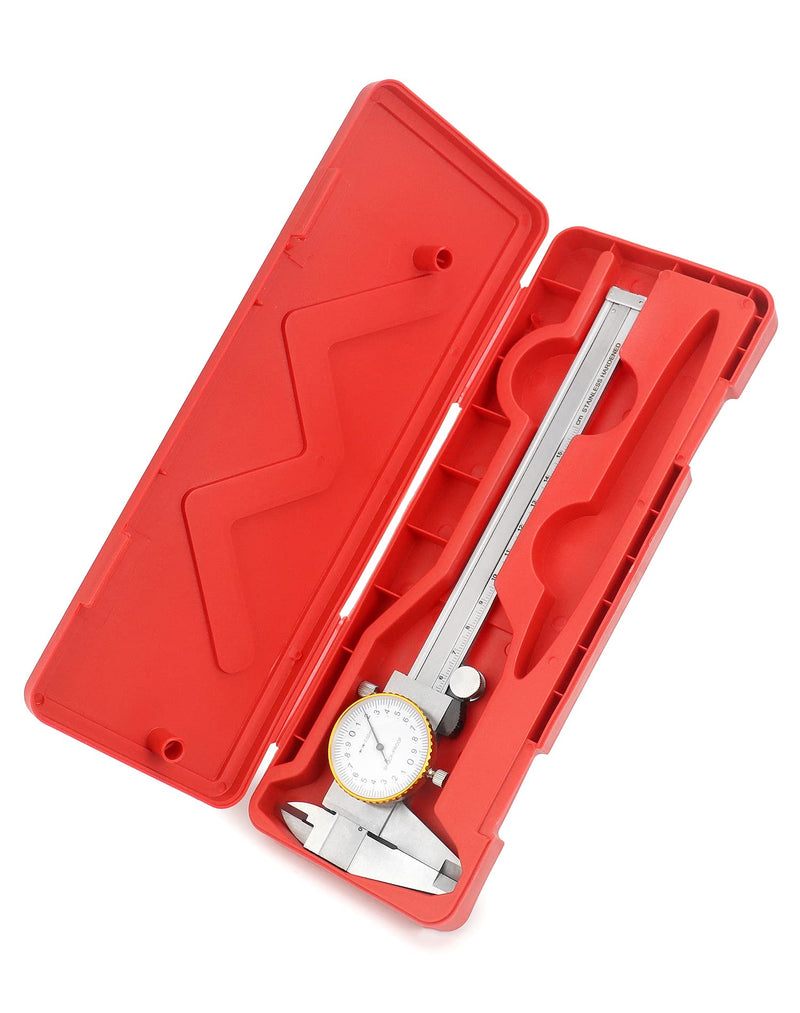 QWORK Dial Calipers, 0-15cm Caliper Measuring Tool, 0.02mm Graduation Interval, Shockproof Measuring Micrometer Vernier Caliper